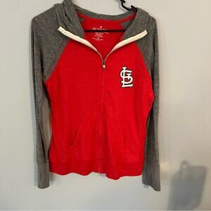 ST Louis Cardinals Lightweight Full Zipper Red Jacket Women's Size Medium w Hood